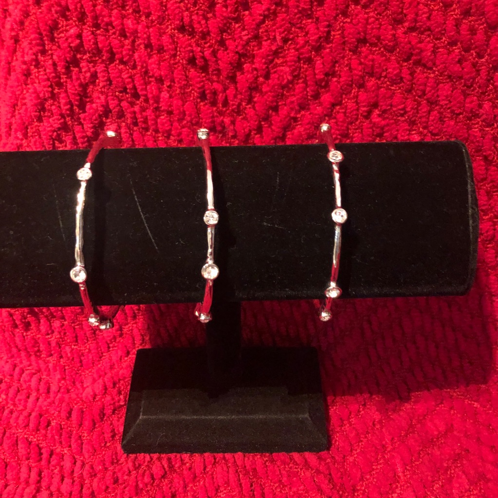 Set Of 3 Crystal Bezel Bangles